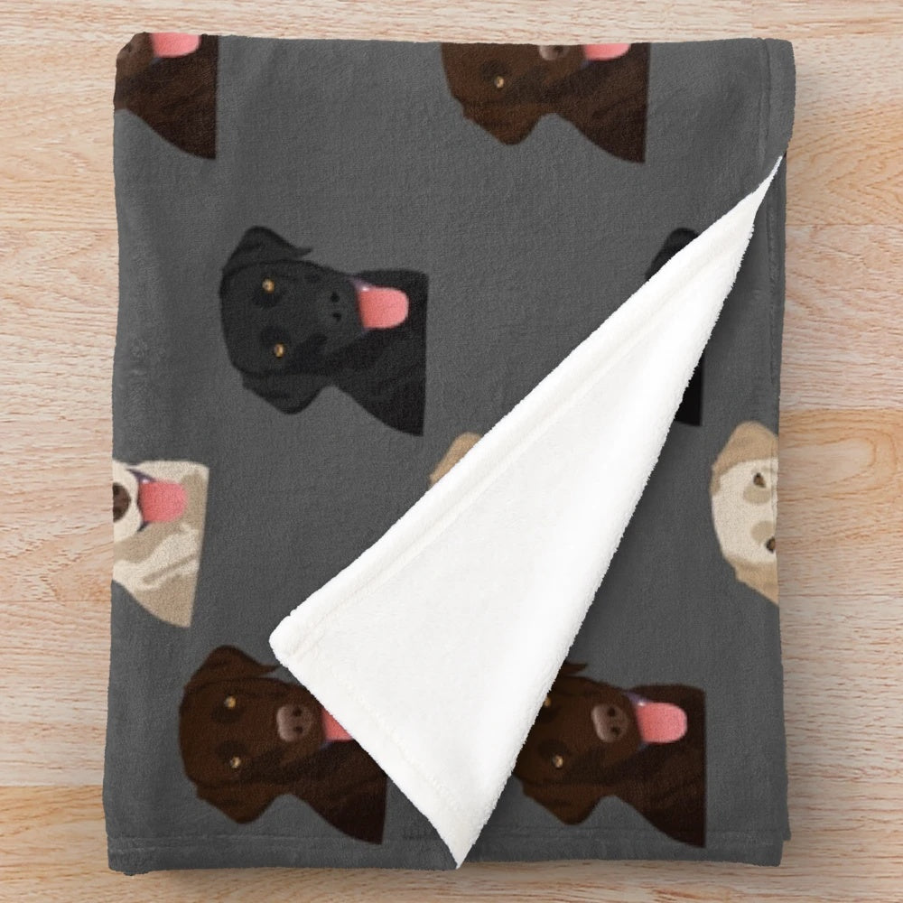 Labrador retriever plush blanket with dog art design
