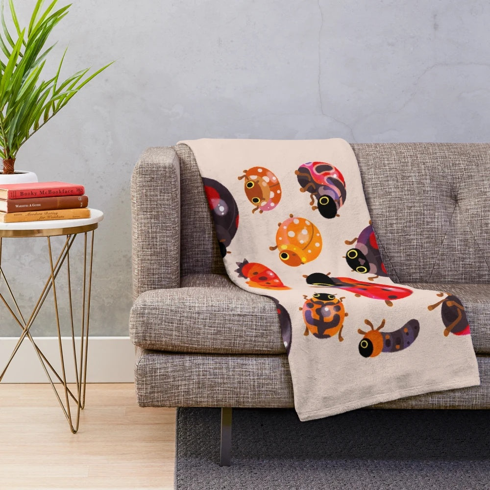 Lady beetles plush blanket with a cute and whimsical design