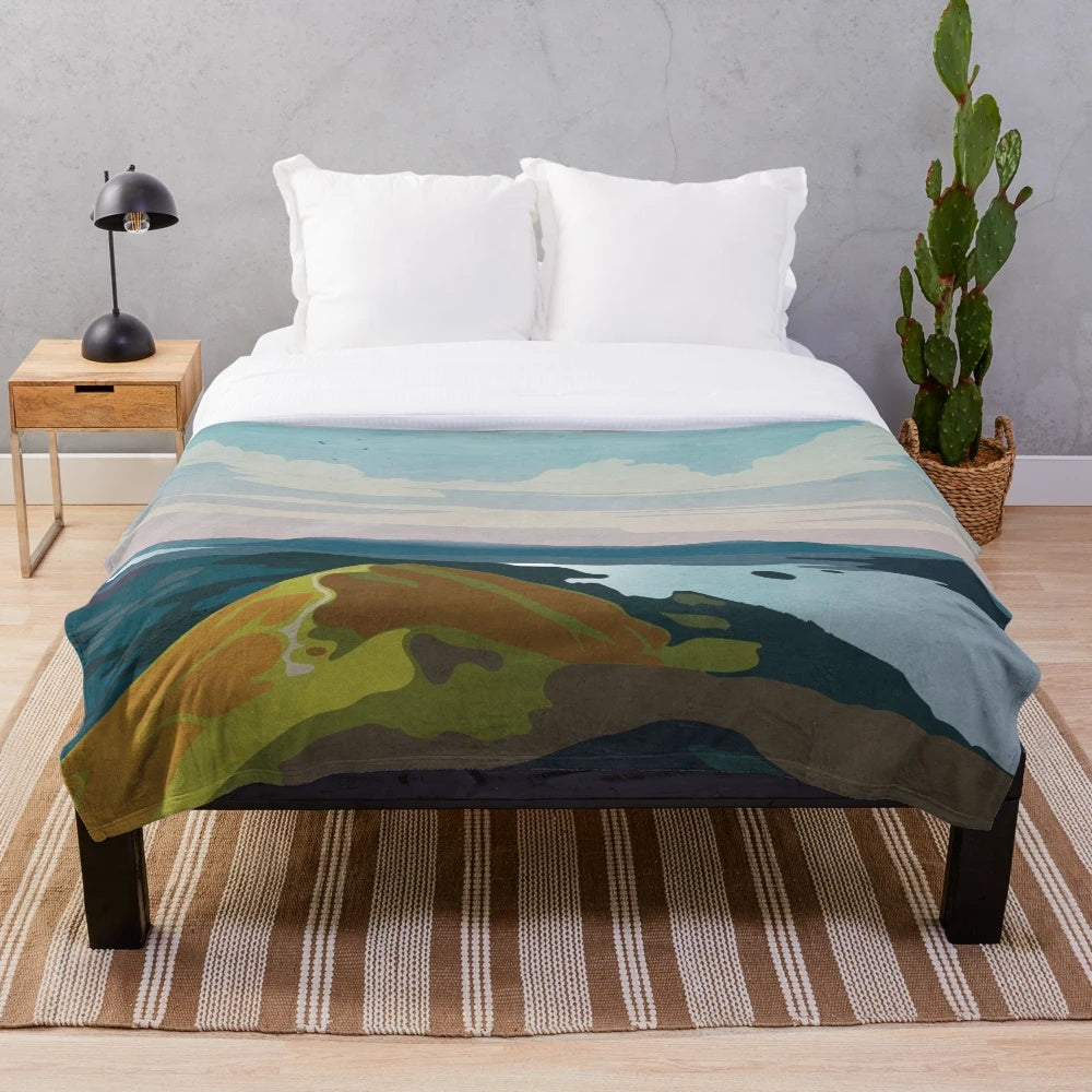 Lake District Plush Blanket with Catbells Mountain Landscape