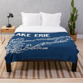 Lake Erie map design printed on a plush, soft blanket