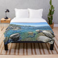 Lake Tahoe plush blanket featuring scenic landscape of the Sierra Nevada mountains and fall foliage
