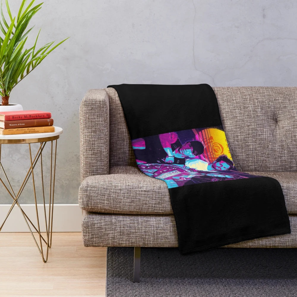 Soft, minimalist plush blanket featuring LANY-inspired 80s-style music art