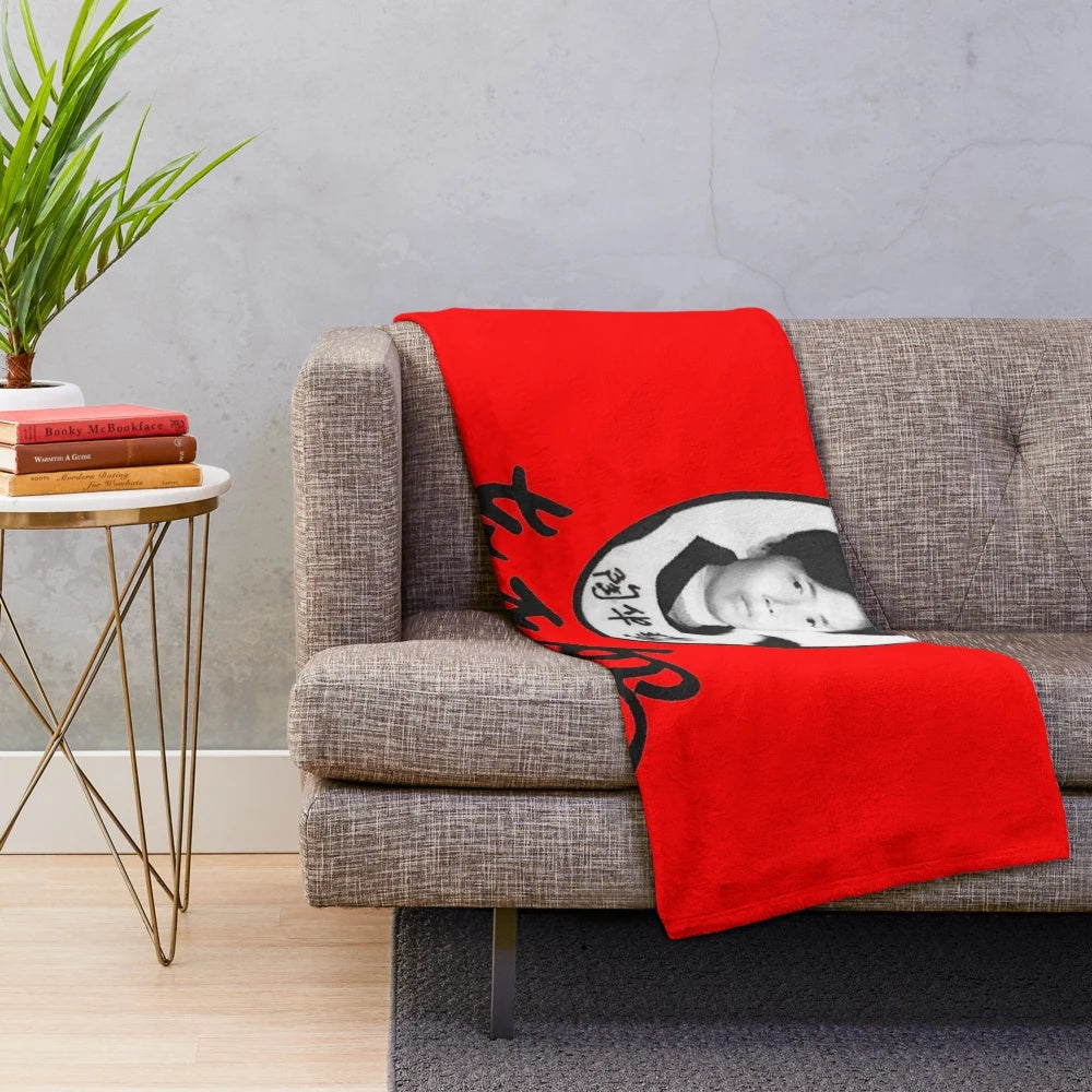 Lao Gan Ma inspired plush blanket with spicy chili design