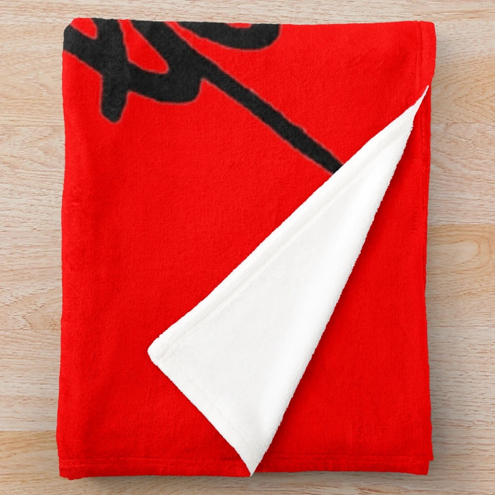 Lao Gan Ma inspired plush blanket with spicy chili design