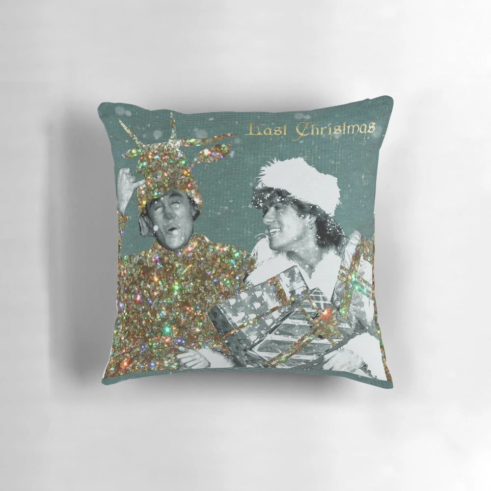 Last Christmas pillow with a festive design for holiday home decor