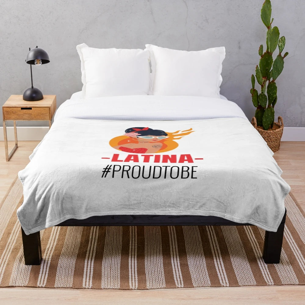 Latina plush blanket with vibrant cultural design