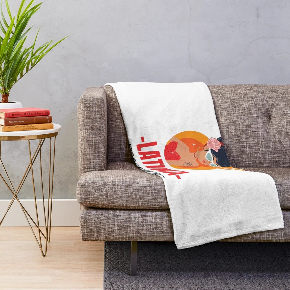 Latina plush blanket with vibrant cultural design