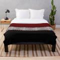 Latvian Lielvarde Belt Motif Plush Blanket in Red, Black and White