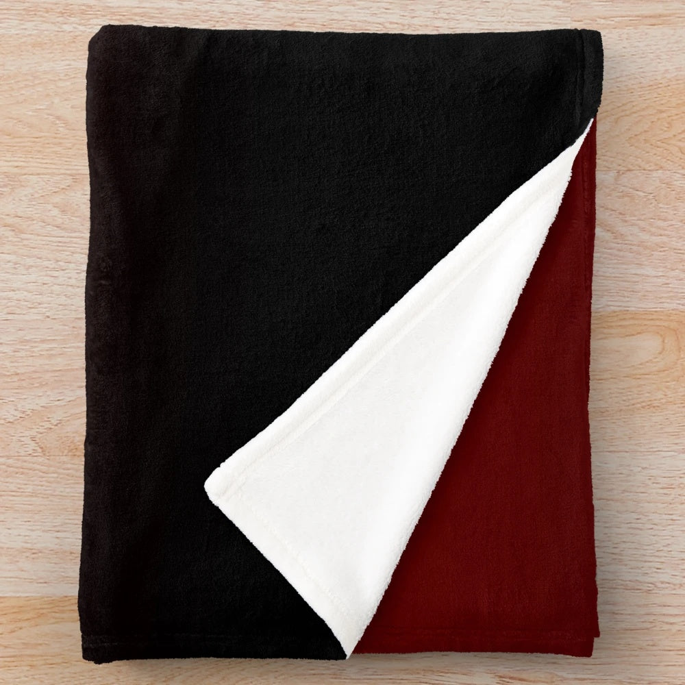 Latvian Lielvarde Belt Motif Plush Blanket in Red, Black and White