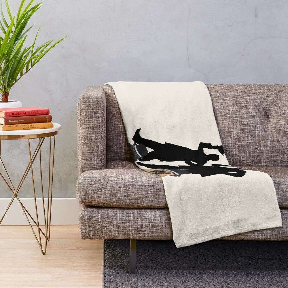 Soft plush blanket featuring the classic comedy duo Laurel & Hardy with their dog friends