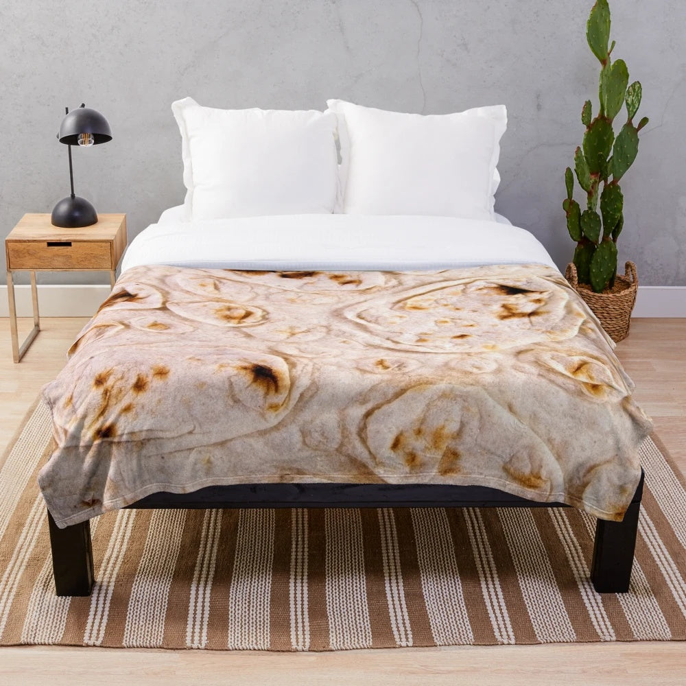 Lavash bread pattern plush blanket for cozy home decor