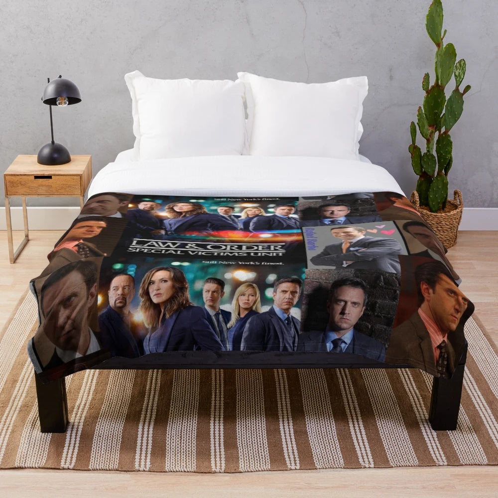 Law and Order SVU inspired plush blanket featuring character Rafael Barba