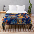 Colorful leaf print plush blanket for cozy fall and Thanksgiving home decor