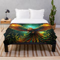 Soft and warm plush phoenix blanket for a cozy and magical home atmosphere