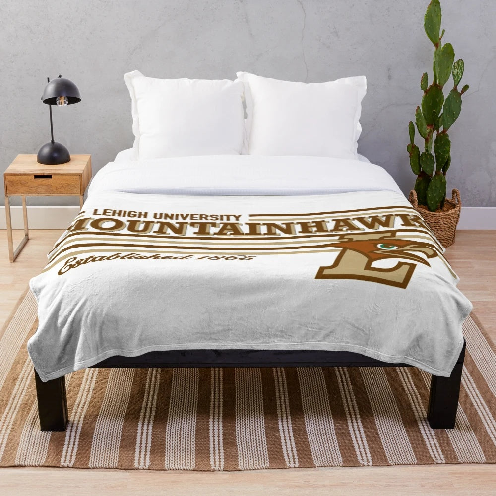 Lehigh University Plush Blanket with Mountain Hawks Logo