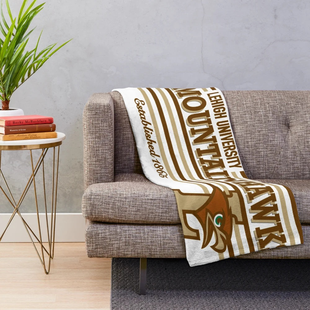 Lehigh University Plush Blanket with Mountain Hawks Logo