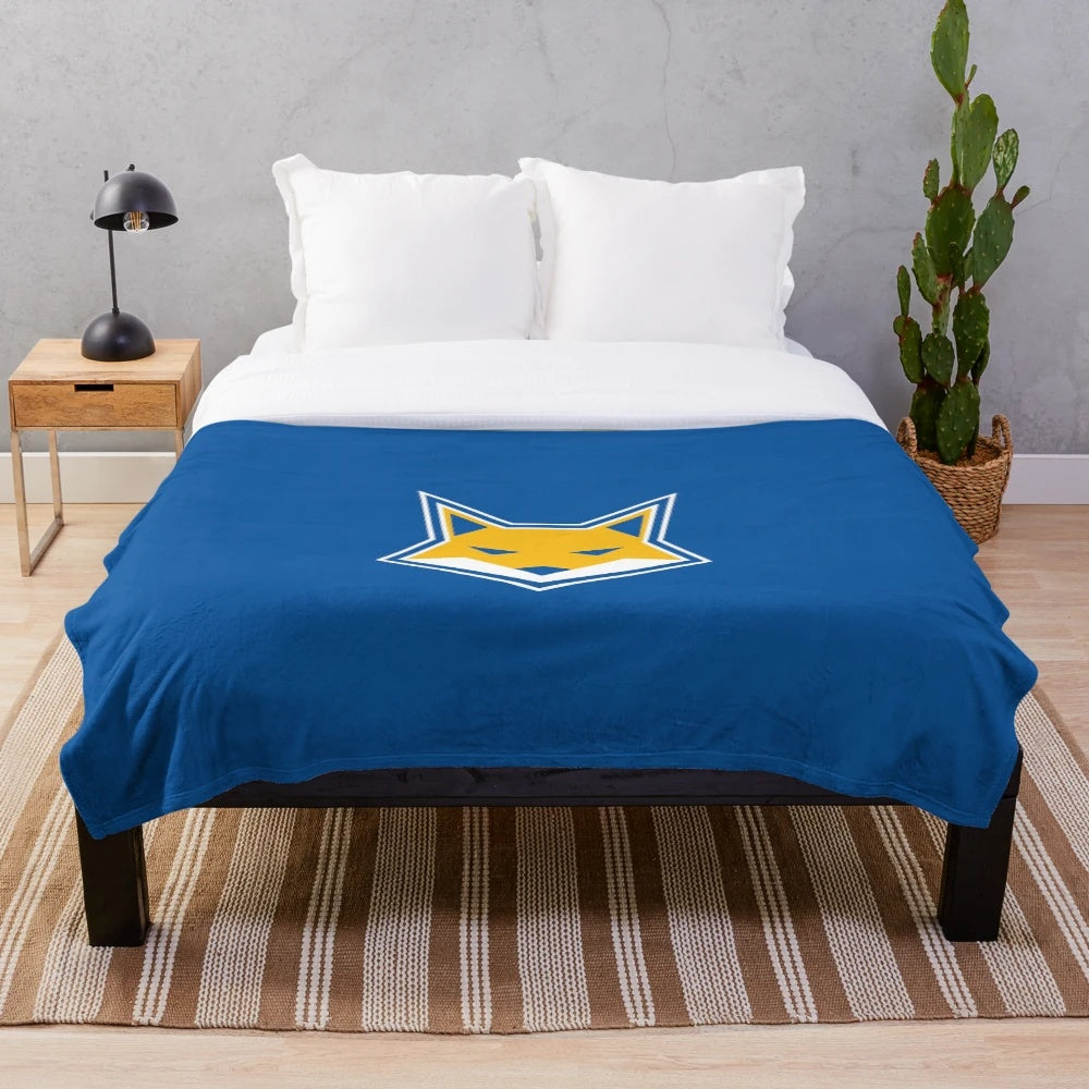 Leicester City inspired plush blanket with the club's crest and colors