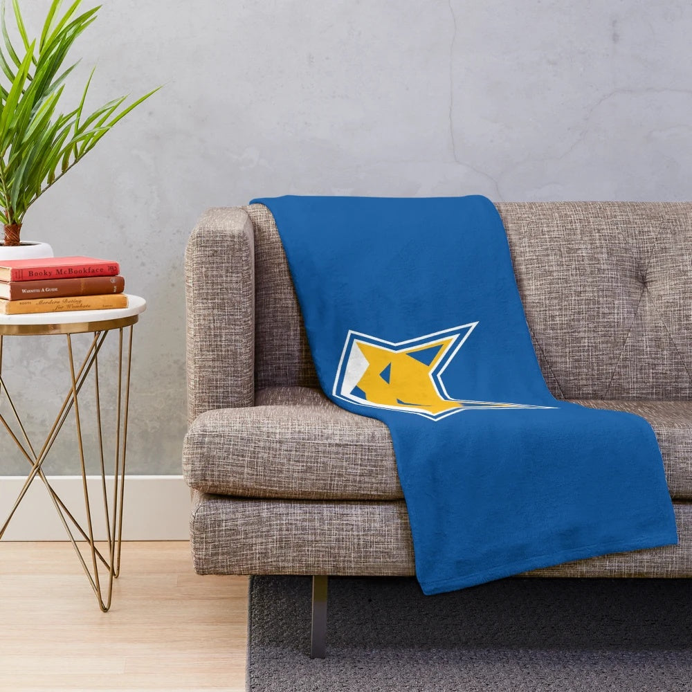 Leicester City inspired plush blanket with the club's crest and colors