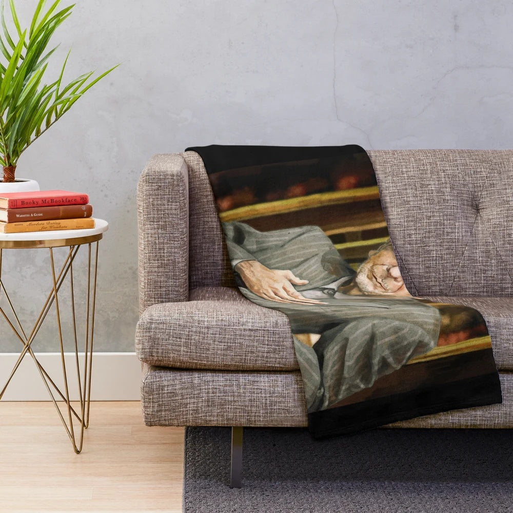 Leonard Cohen portrait on a soft, plush blanket