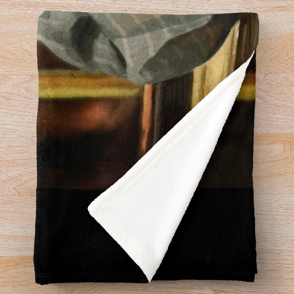 Leonard Cohen portrait on a soft, plush blanket