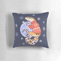Adorable leopard gecko wearing a festive sweater on a plush winter pillow