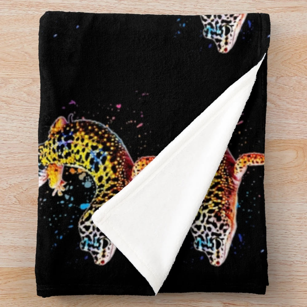 Leopard Gecko Plush Watercolor Blanket