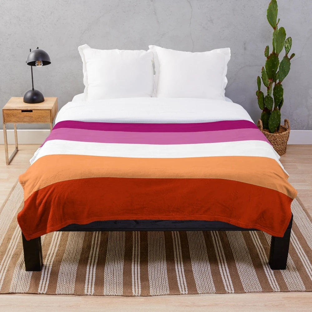 New lesbian pride flag plush blanket for cozy and inclusive home decor