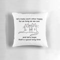 A soft, square pillow featuring a cute pixel art design of two cats in a romantic embrace.