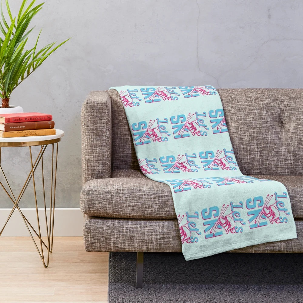 Let's Ski Plush Blanket featuring a snowy winter scene