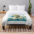 Plush blanket featuring a cuddly leviathan or sea monster design