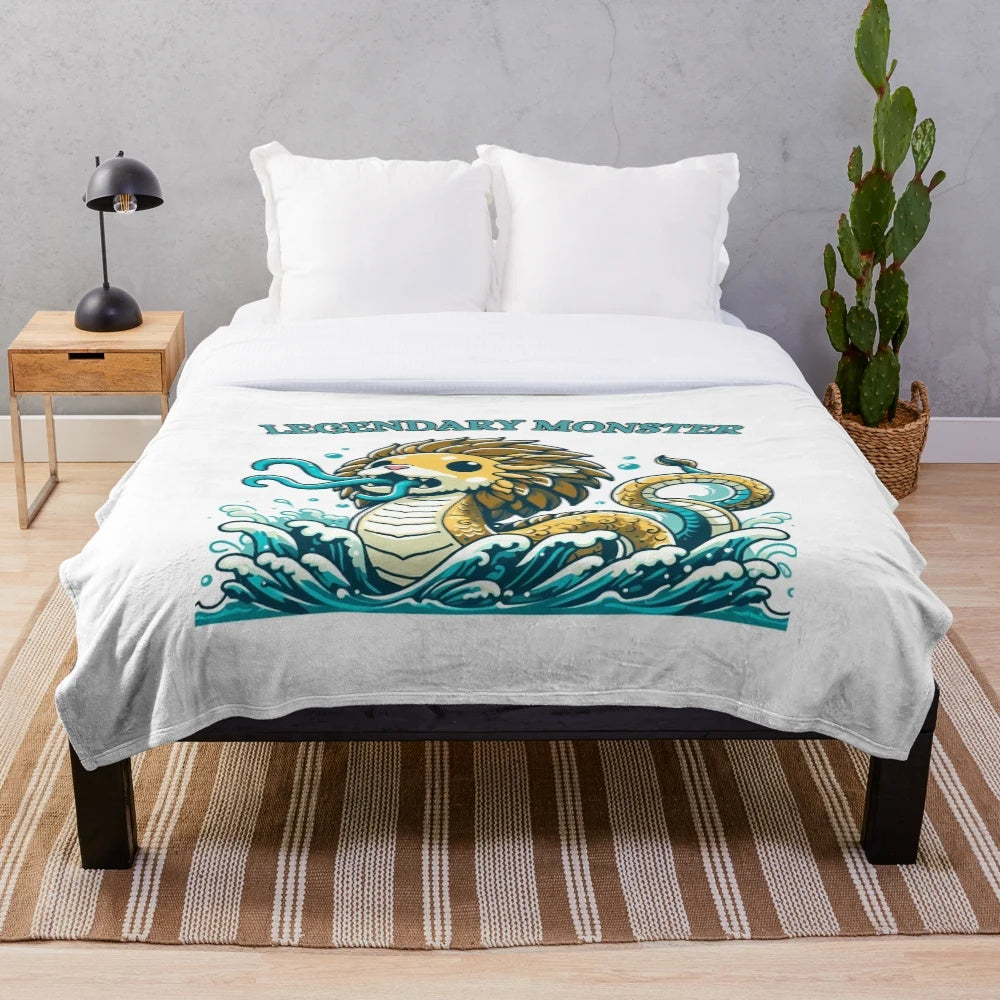 Plush blanket featuring a cuddly leviathan or sea monster design