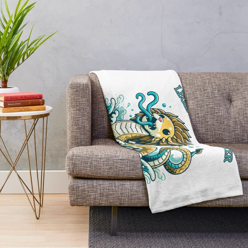 Plush blanket featuring a cuddly leviathan or sea monster design
