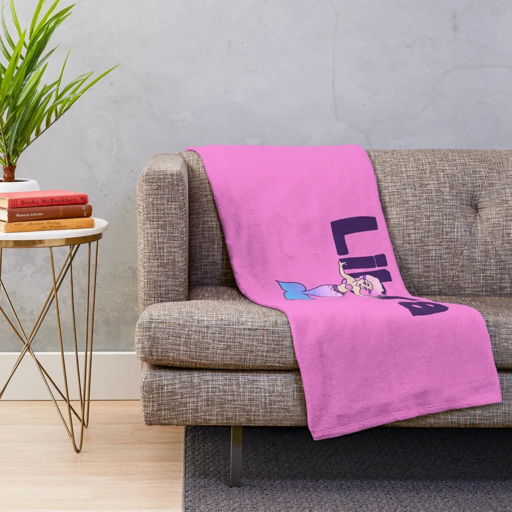 Libra mermaid plush blanket with purple and pink colors