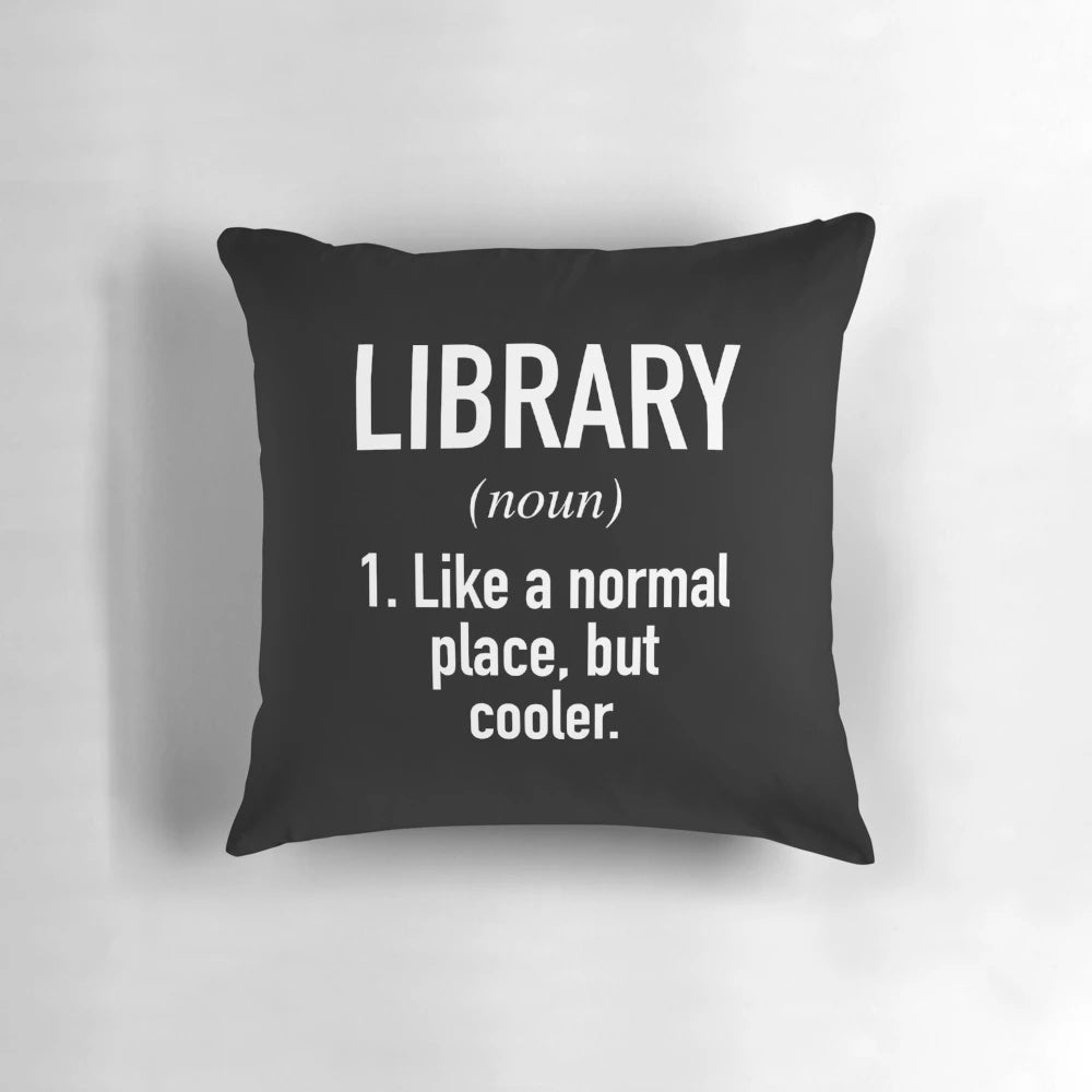 A plush, decorative library-themed pillow for book lovers and librarians