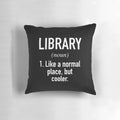 A plush, decorative library-themed pillow for book lovers and librarians