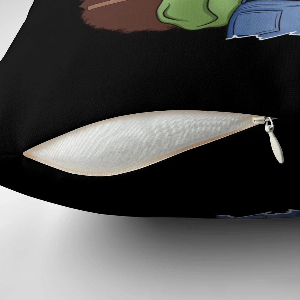 A soft, comfortable pillow with a fashion illustration design featuring a woman reading in a library setting.