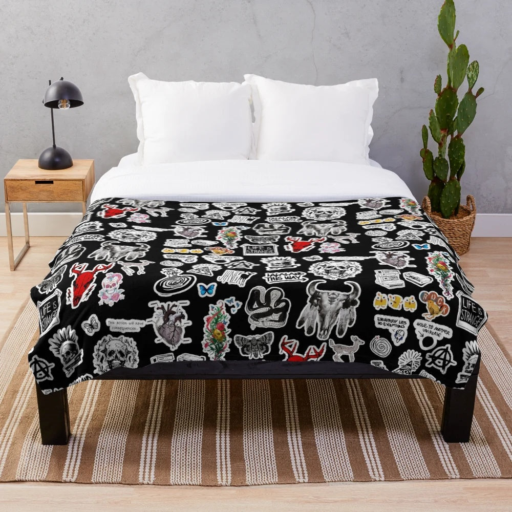 Life is Strange inspired plush blanket with Chloe Price, Rachel Amber, and Max Caulfield designs