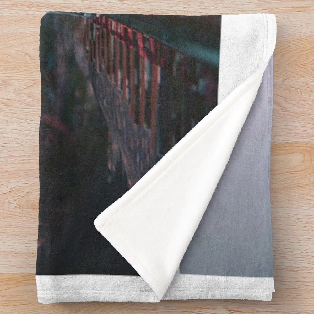 Life is Strange-inspired plush blanket featuring a railroad track design and butterflies
