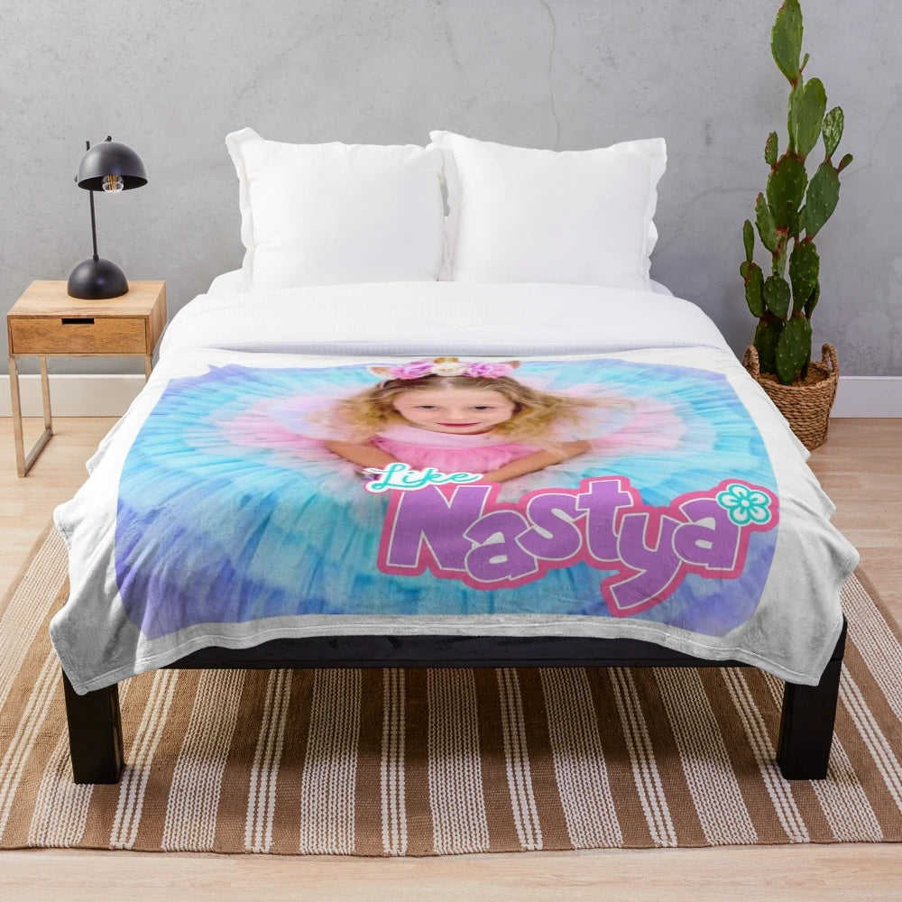 Soft and cuddly plush blanket featuring the beloved YouTube star Like Nastya