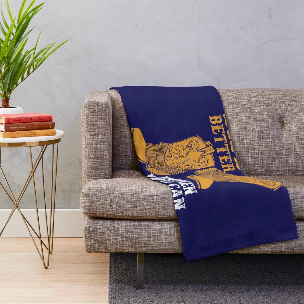Line dancing plush blanket with a country music-inspired design