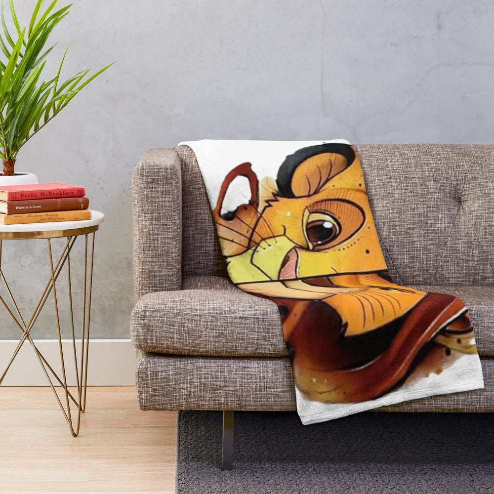 A soft and cuddly plush blanket featuring characters from the classic Disney movie The Lion King