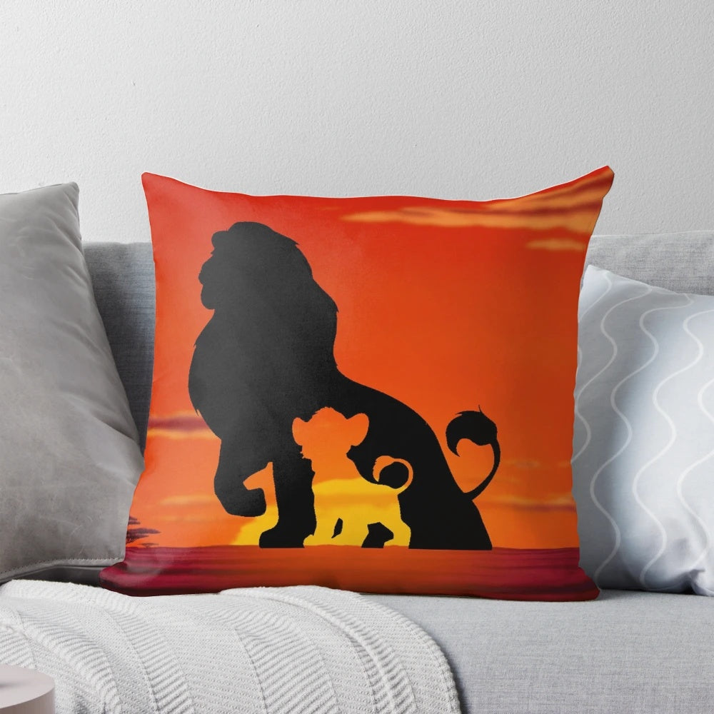 The Lion King Pillow featuring Simba, Mufasa, and the iconic African sunset