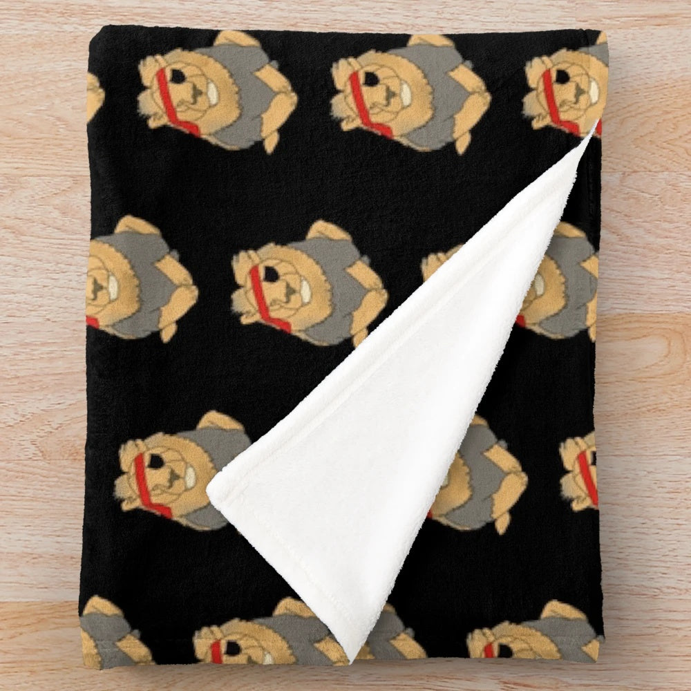 A soft, plush blanket featuring a lion dressed as a pirate