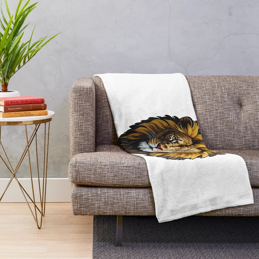 Soft and plush lion-themed blanket