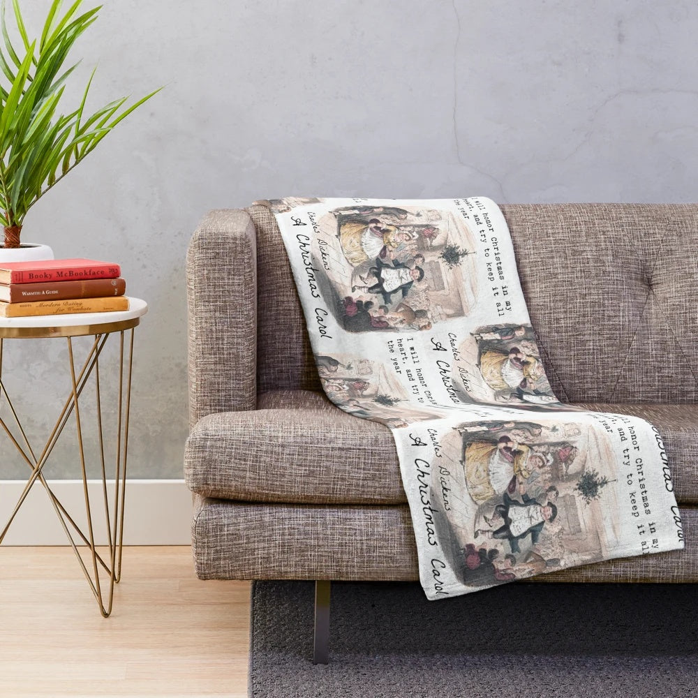 A Christmas Carol inspired plush blanket for book lovers