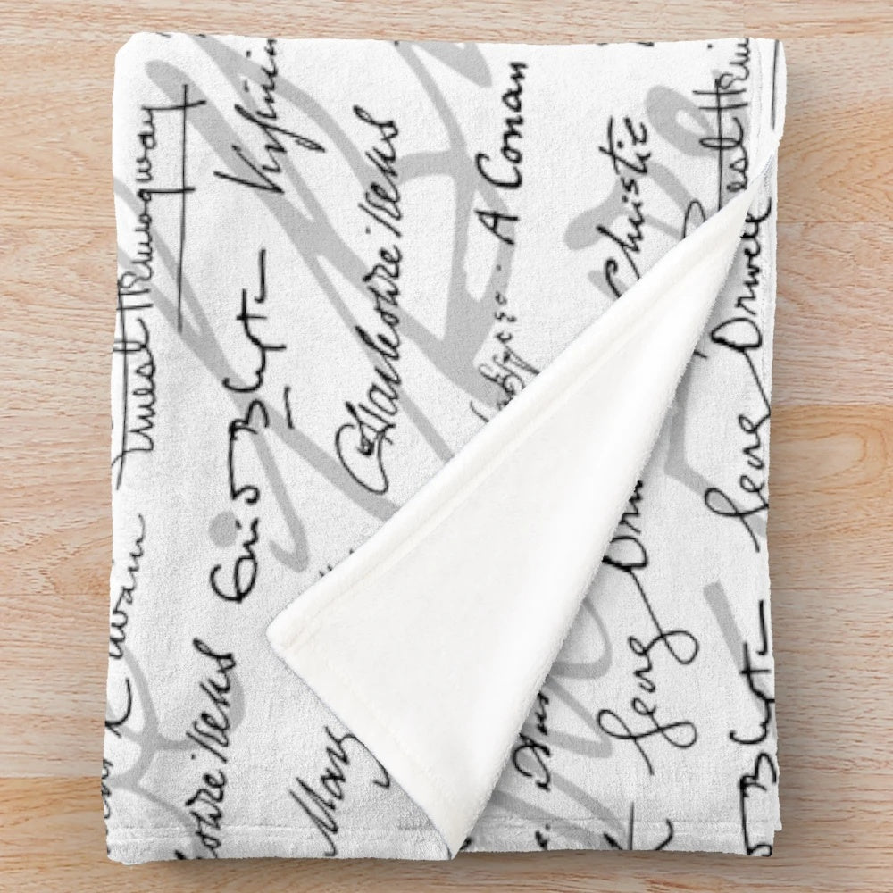 Plush blanket with a classic literature design for book lovers