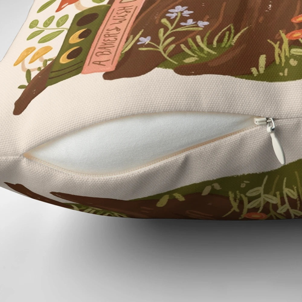 A plush, book-themed pillow with a charming "Little Library" design, perfect for book lovers and readers.