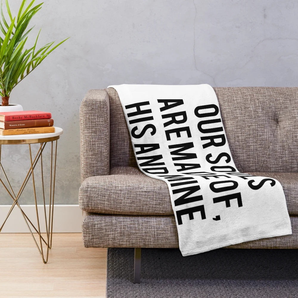 Cozy plush blanket featuring a quote from Emily Bronte's "After
