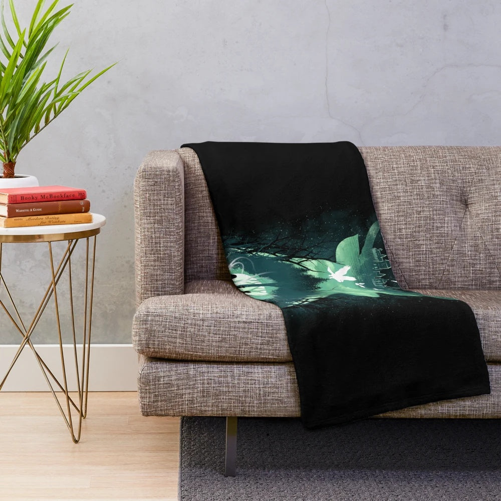Cozy plush blanket with fantasy and literary design
