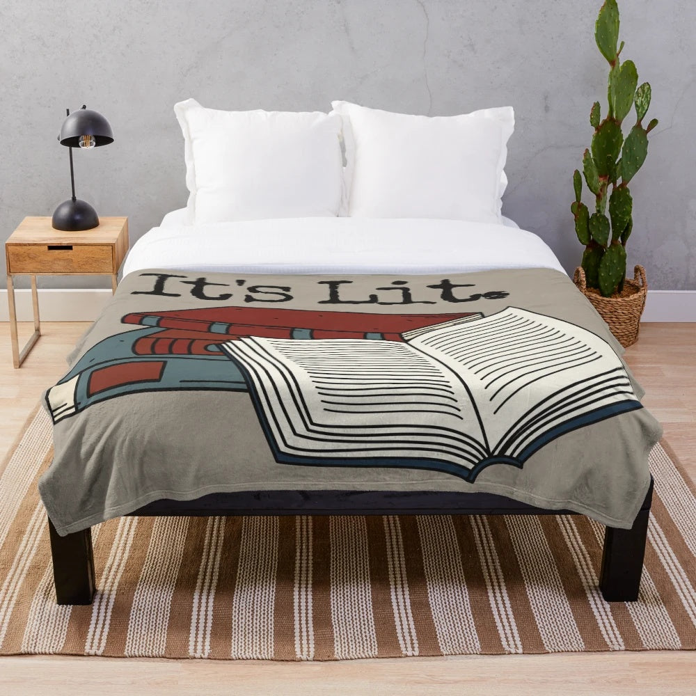 Cozy plush blanket with a literary-inspired design